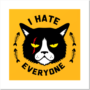 I hate everyone cat (the original) Posters and Art